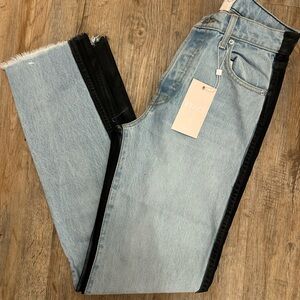 REVICE Light Blue and Black Straight Leg Jeans